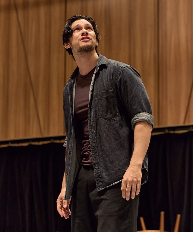 Laurence Mossman as Middle Noah during a rehearsal preview to select members of the press